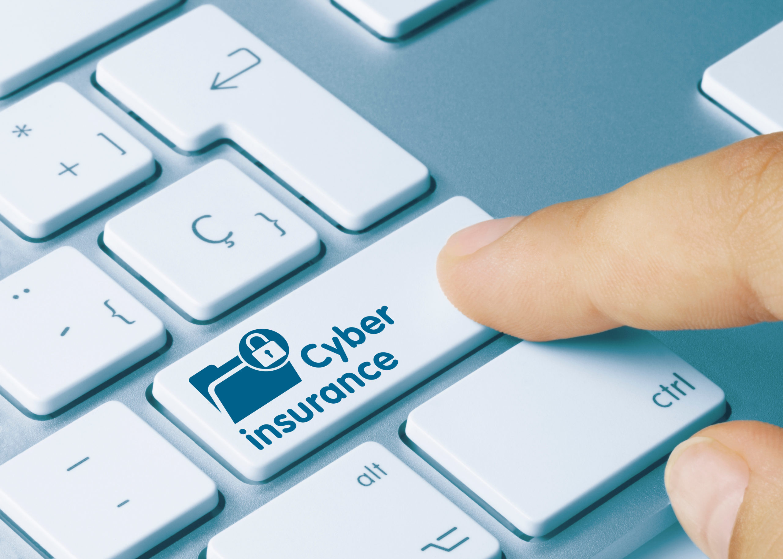 Cyber insurance - Inscription on White Keyboard Key.